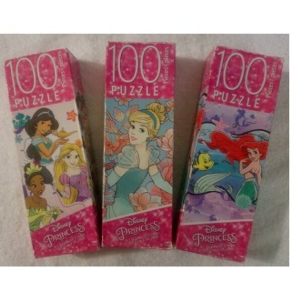 3 Disney Princess's 100 Piece Puzzles - Cinderella * Ariel * Jasmine & Rapunzel - Picture 1 of 8